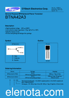 Cystech Electonics BTNA42A3 datasheet