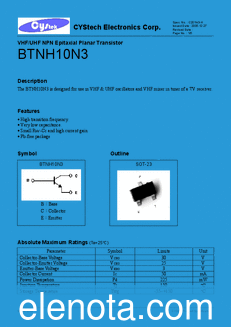 Cystech Electonics BTNH10N3 datasheet