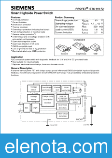 Infineon BTS410-F2 datasheet