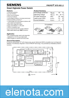Siemens BTS425L1 datasheet