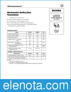 ON Semiconductor BU208A datasheet