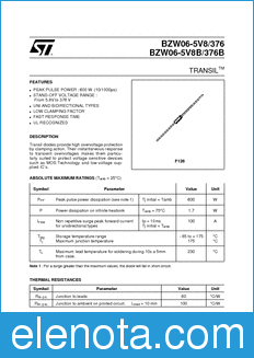 STMicroelectronics BZW06-10B datasheet