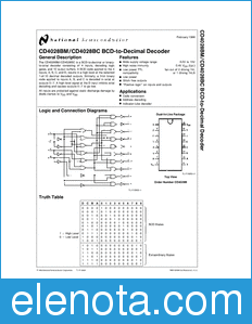 National Semiconductor CD4028BC datasheet