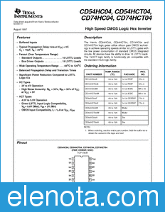Texas Instruments CD54HC04 datasheet