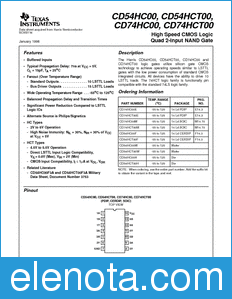 Texas Instruments CD54HCT00 datasheet