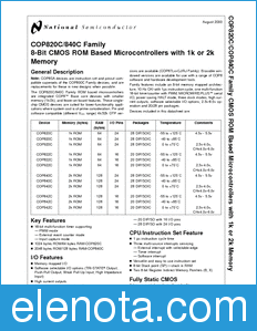 National Semiconductor COP820C datasheet