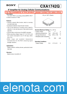 Sony Semiconductor CXA1742Q datasheet