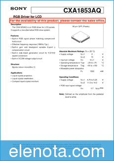 Sony CXA1853AQ datasheet