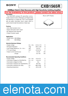 Sony Semiconductor CXB1565R datasheet