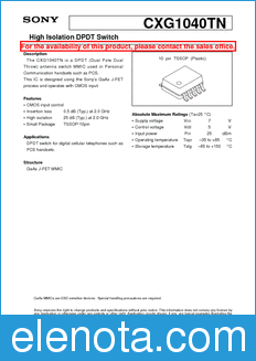 Sony Semiconductor CXG1040TN datasheet