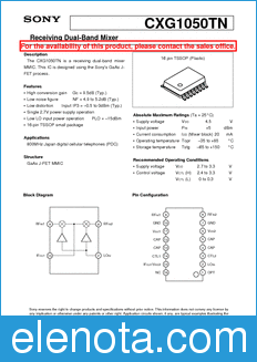 Sony Semiconductor CXG1050TN datasheet