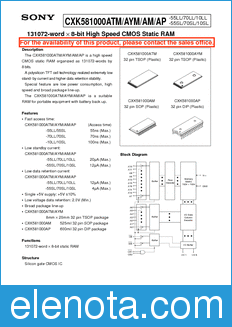 Sony Semiconductor CXK581000ATM/AYM/AM/AP-55LL datasheet
