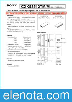 Sony Semiconductor CXK58512TM datasheet