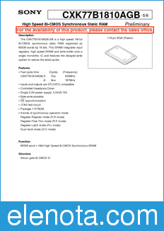 Sony Semiconductor CXK77B1810AGB-6 datasheet