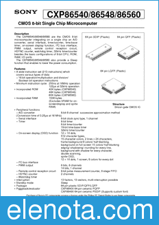 Sony Semiconductor CXP86540 datasheet