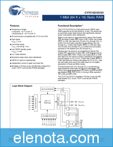 Cypress Semiconductor CY7C1021DV33 datasheet