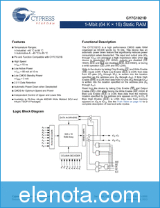 Cypress Semiconductor CY7C1021D datasheet