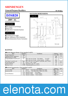 Shindengen D3SB20 datasheet