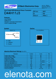 Cystech Electonics D44H11J3 datasheet