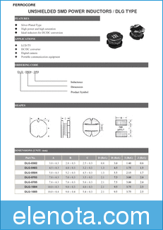 Ferrocore DLG-0302 datasheet