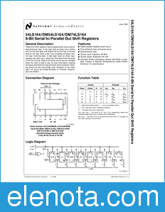National Semiconductor DM54LS164 datasheet