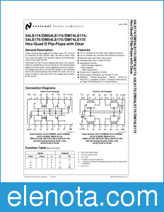 National Semiconductor DM54LS174 datasheet