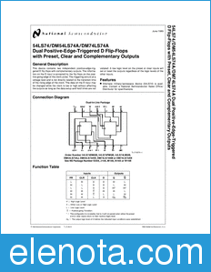 National Semiconductor DM54LS74A datasheet