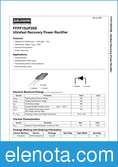 Fairchild FFPF15UP20S datasheet