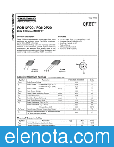 Fairchild FQB12P20 datasheet