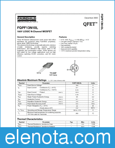 Fairchild FQPF13N10L datasheet