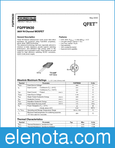 Fairchild FQPF9N30 datasheet