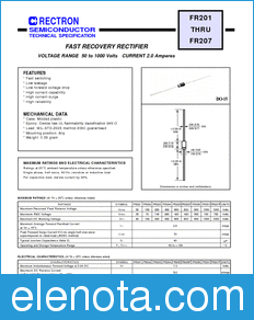 Rectron FR207P-T datasheet