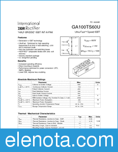 International Rectifier GA100TS60U datasheet