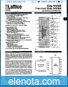 Lattice Semiconductor GAL16V8 datasheet