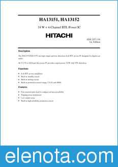 Hitachi HA13151 datasheet