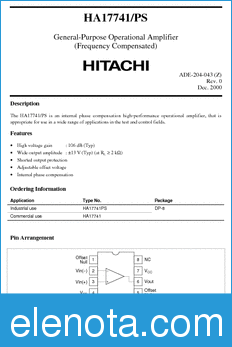 Hitachi HA17741PS datasheet