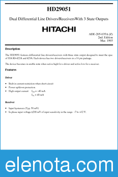Hitachi HD29051 datasheet