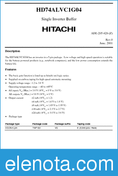 Hitachi HD74ALVC1G04 datasheet