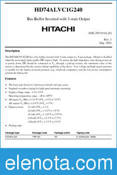 Hitachi HD74ALVC1G240 datasheet