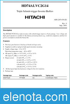 Hitachi HD74ALVC2G14 datasheet