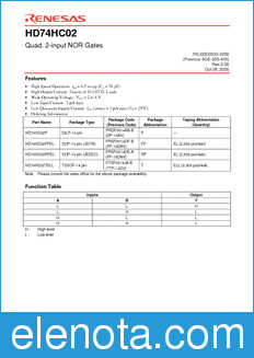 Renesas HD74HC02 datasheet