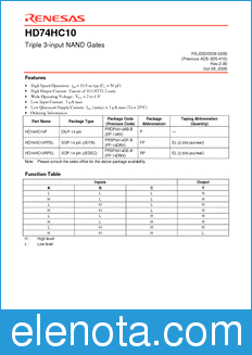 Renesas HD74HC10 datasheet