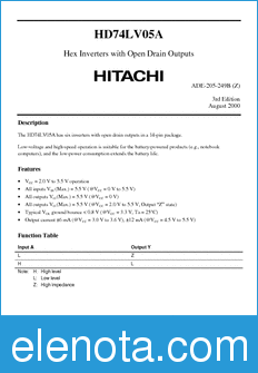 Hitachi HD74LV05A datasheet