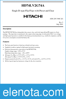 Hitachi HD74LV2G74A datasheet