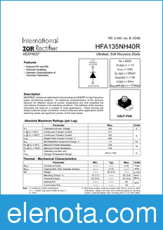 International Rectifier HFA135NH40R datasheet
