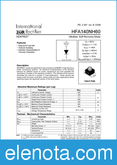 International Rectifier HFA140NH60 datasheet