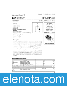 International Rectifier HFA15PB60 datasheet