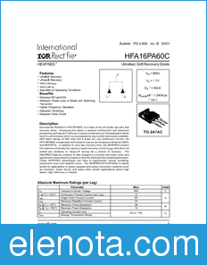 International Rectifier HFA16PA60C datasheet