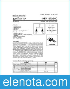 International Rectifier HFA16TA60C datasheet
