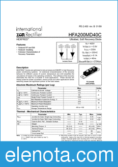 International Rectifier HFA200MD40C datasheet